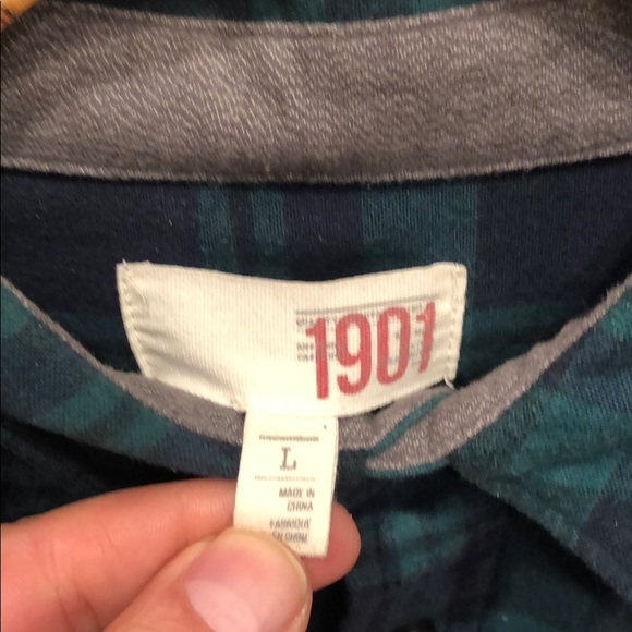 1901 large blue and green plaid flannel shirt. - Picture 2 of 3
